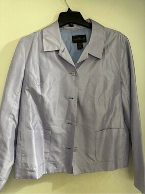 Harris Wallace 100% Silk Women's Light Lavender Button-Front Jacket